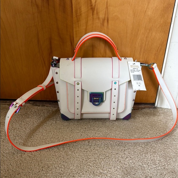 Handbags - Michael Kors White and Orange Satchel Bag
